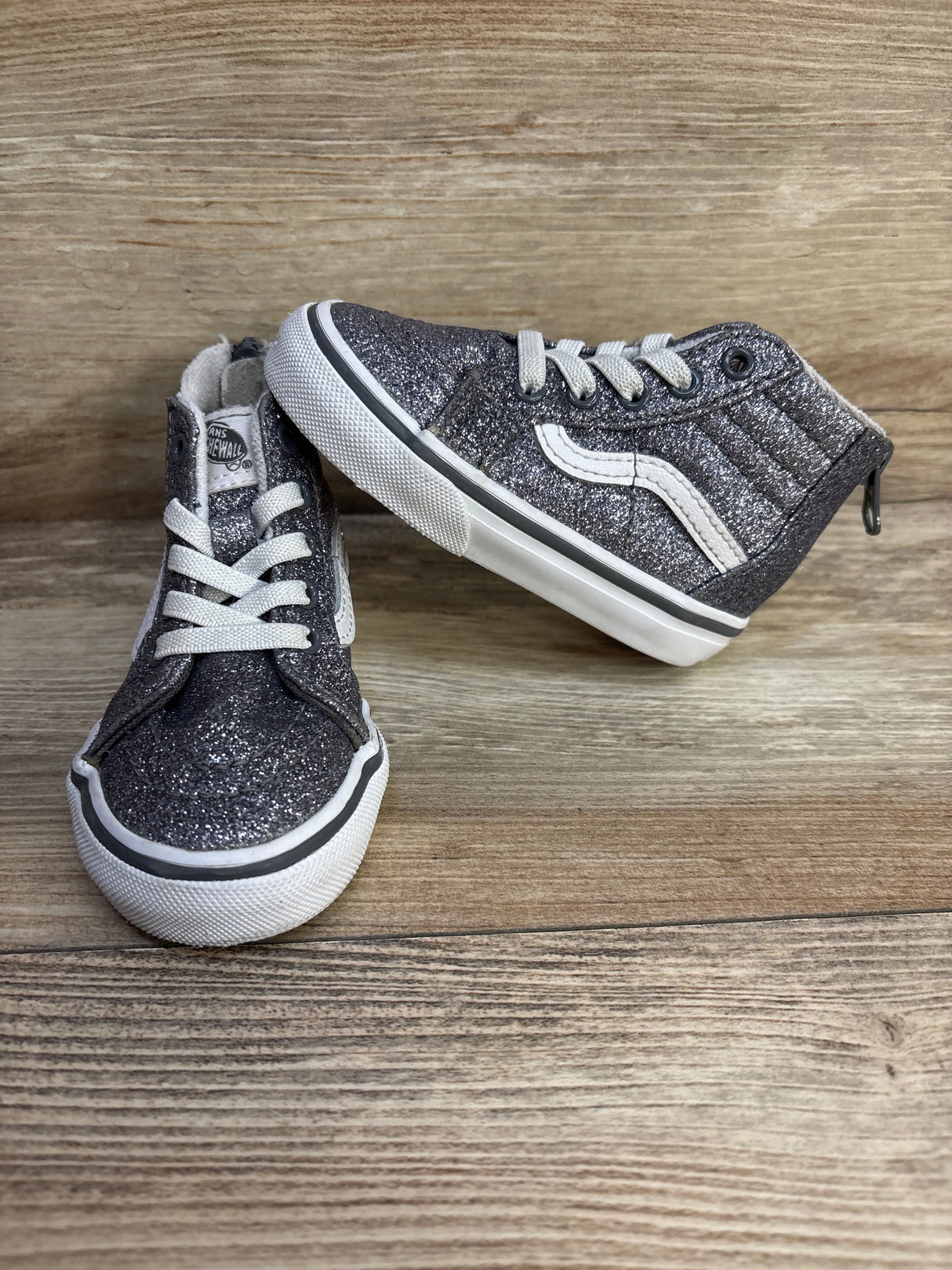 Vans Sk8-Hi Zip Shoe Racing Purple Glitter sz 5c - Me n Mommy To Be