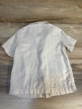 Cat & Jack Embroidered Tropical Button Up Shirt Beige sz 3T