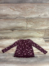 Baby Gap Floral Ribbed Long Sleeve Shirt Maroon sz 2T