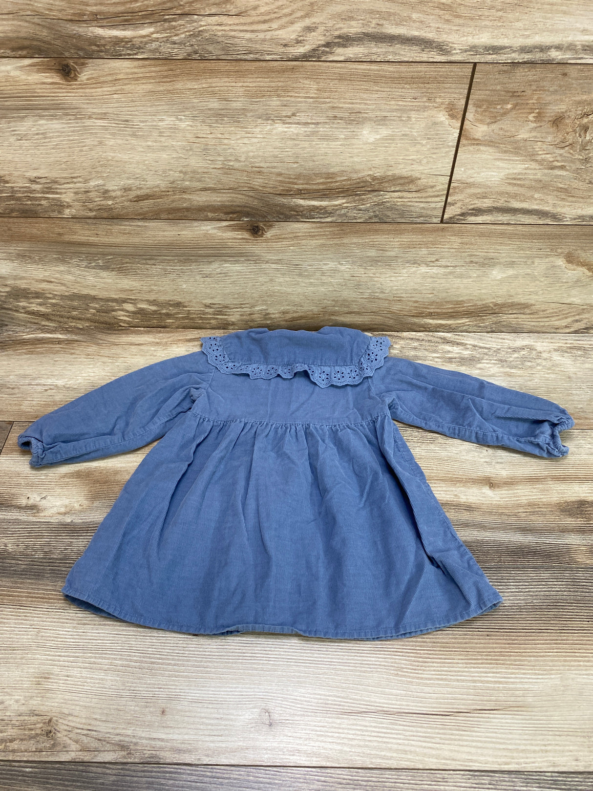 Zara Corduroy Eyelet Dress Blue sz 18-24m