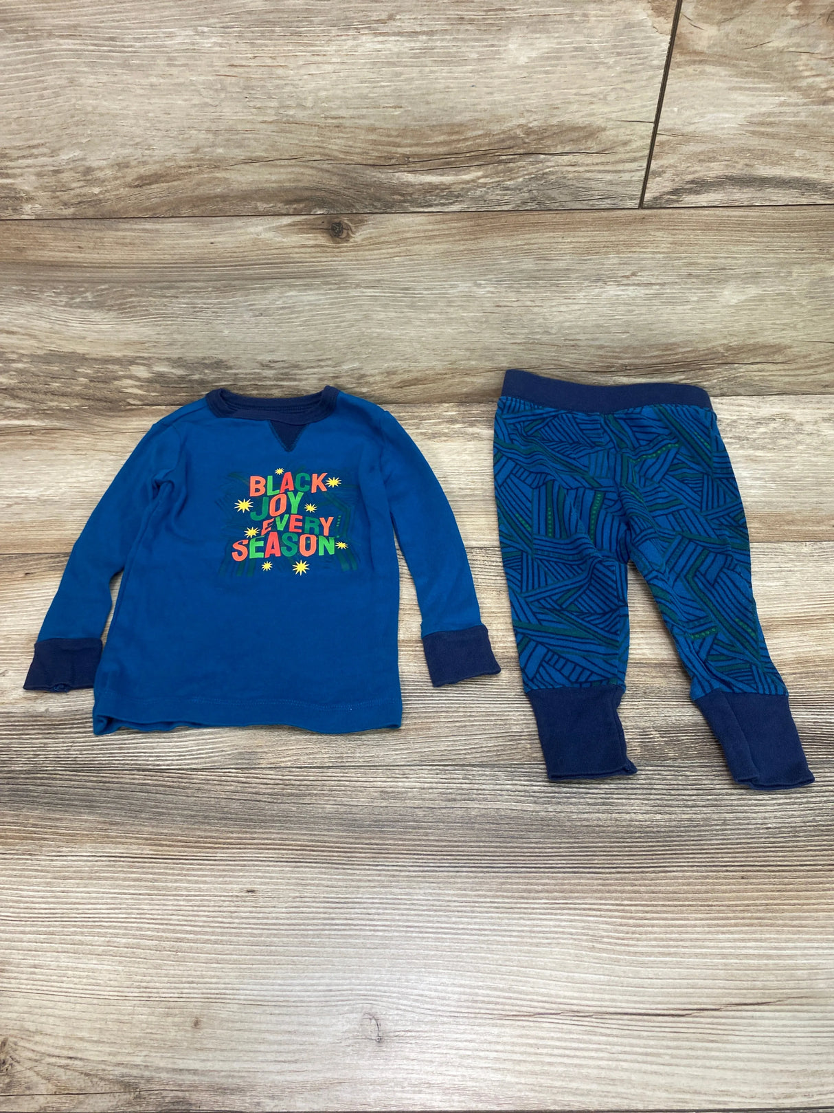 Wondershop 2pc Black Joy Every Season Pajama Set Blue sz 18m