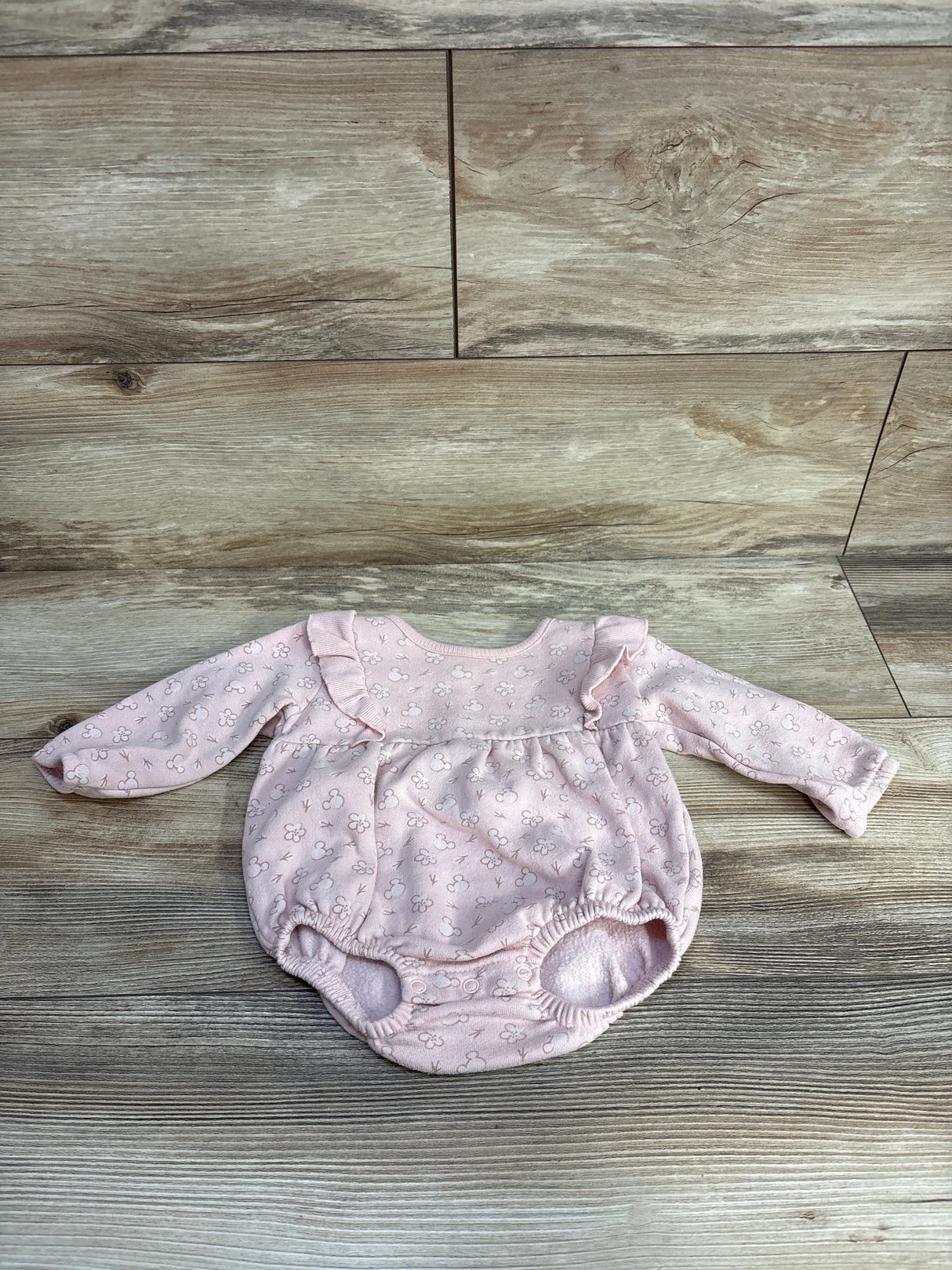 Disney Baby Minnie Mouse Long Sleeve Bubble Romper Pink sz 6-9m