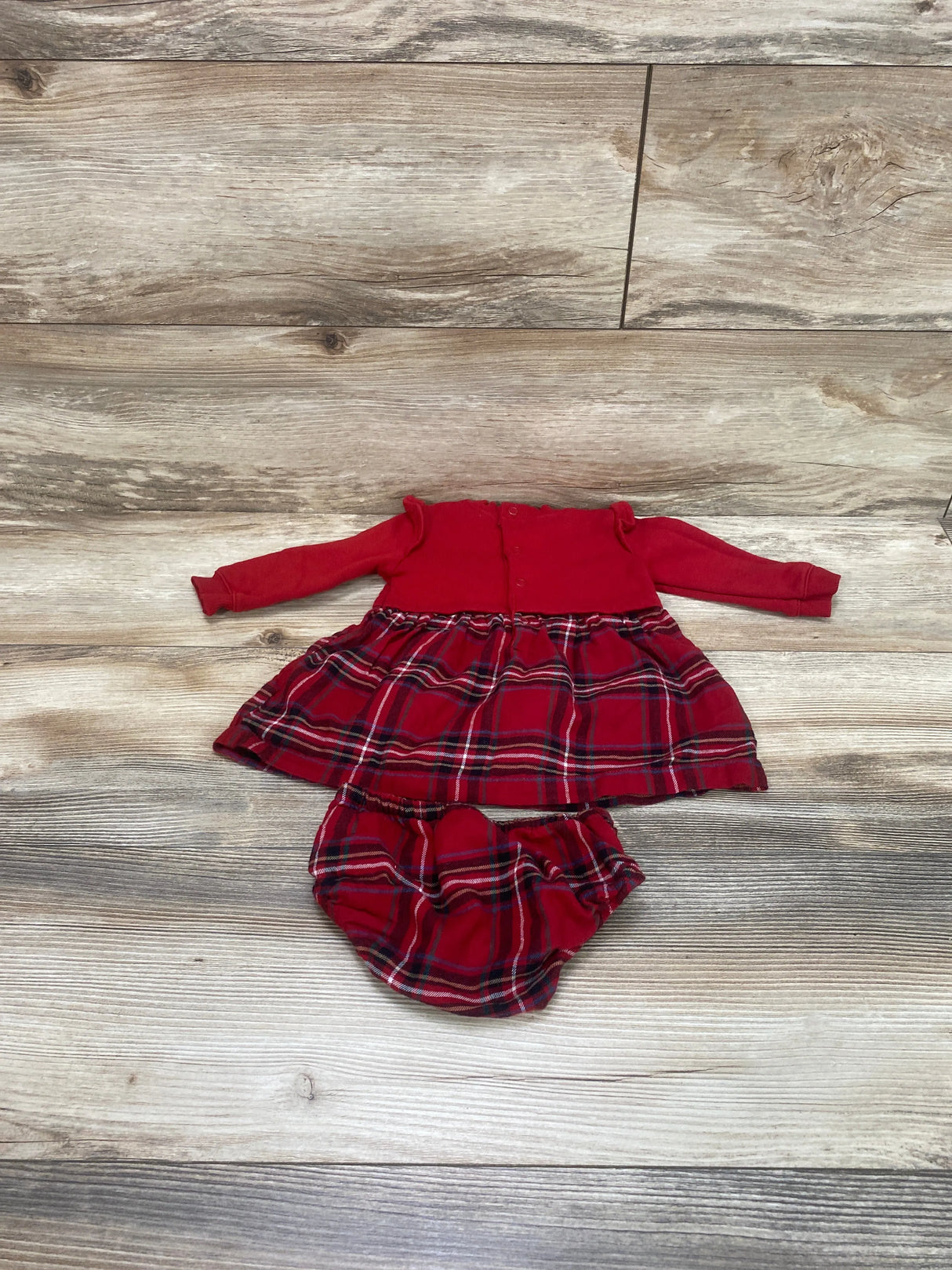 Carter's 2pc Plaid Sweatshirt Dress & Bloomers Red sz 6m