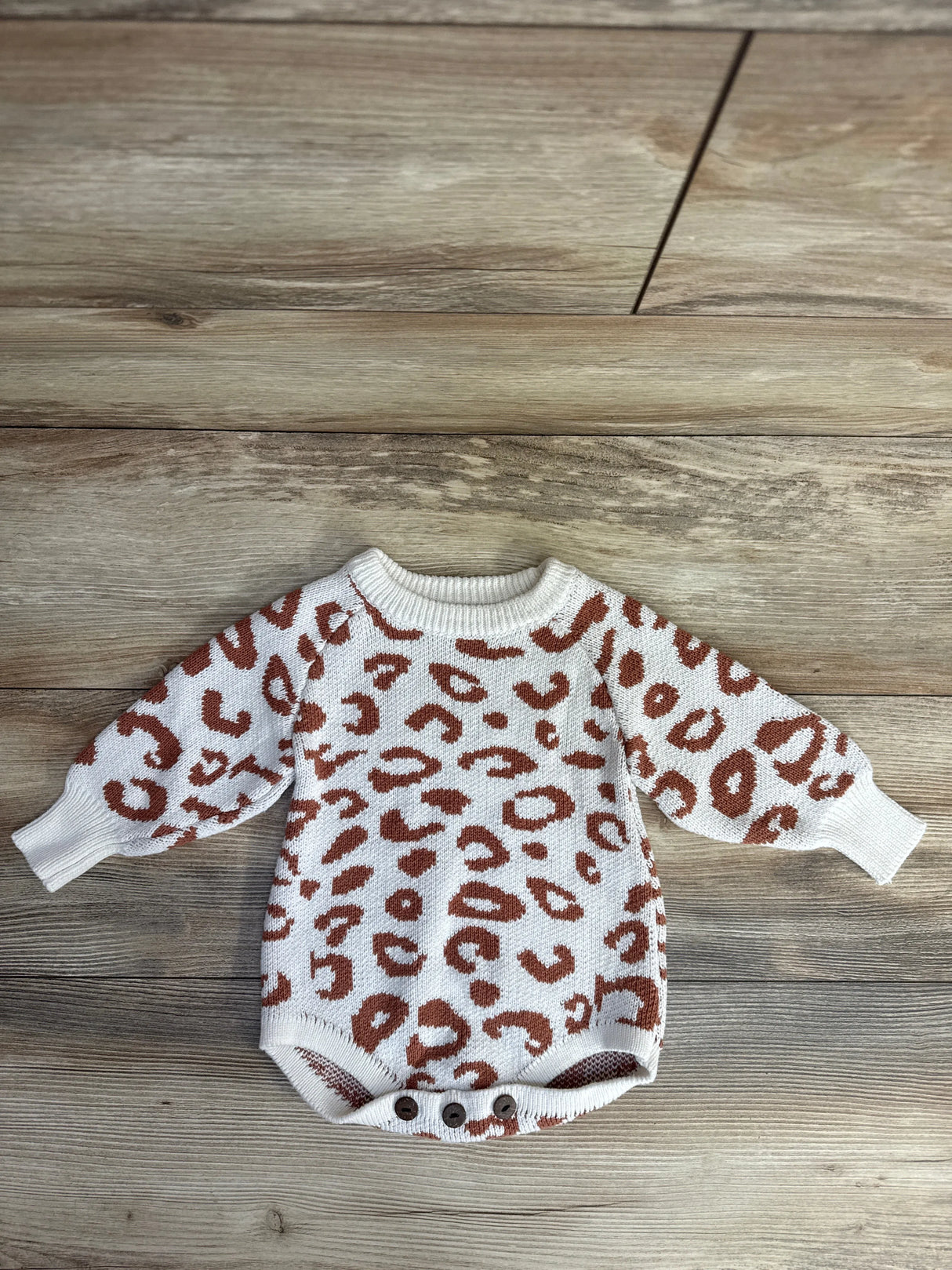 Tiny & Teeny Tots Knit Cotton Leopard Romper Brown sz 12-18m