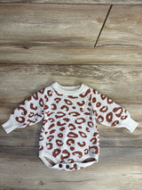 Tiny & Teeny Tots Knit Cotton Leopard Romper Brown sz 12-18m