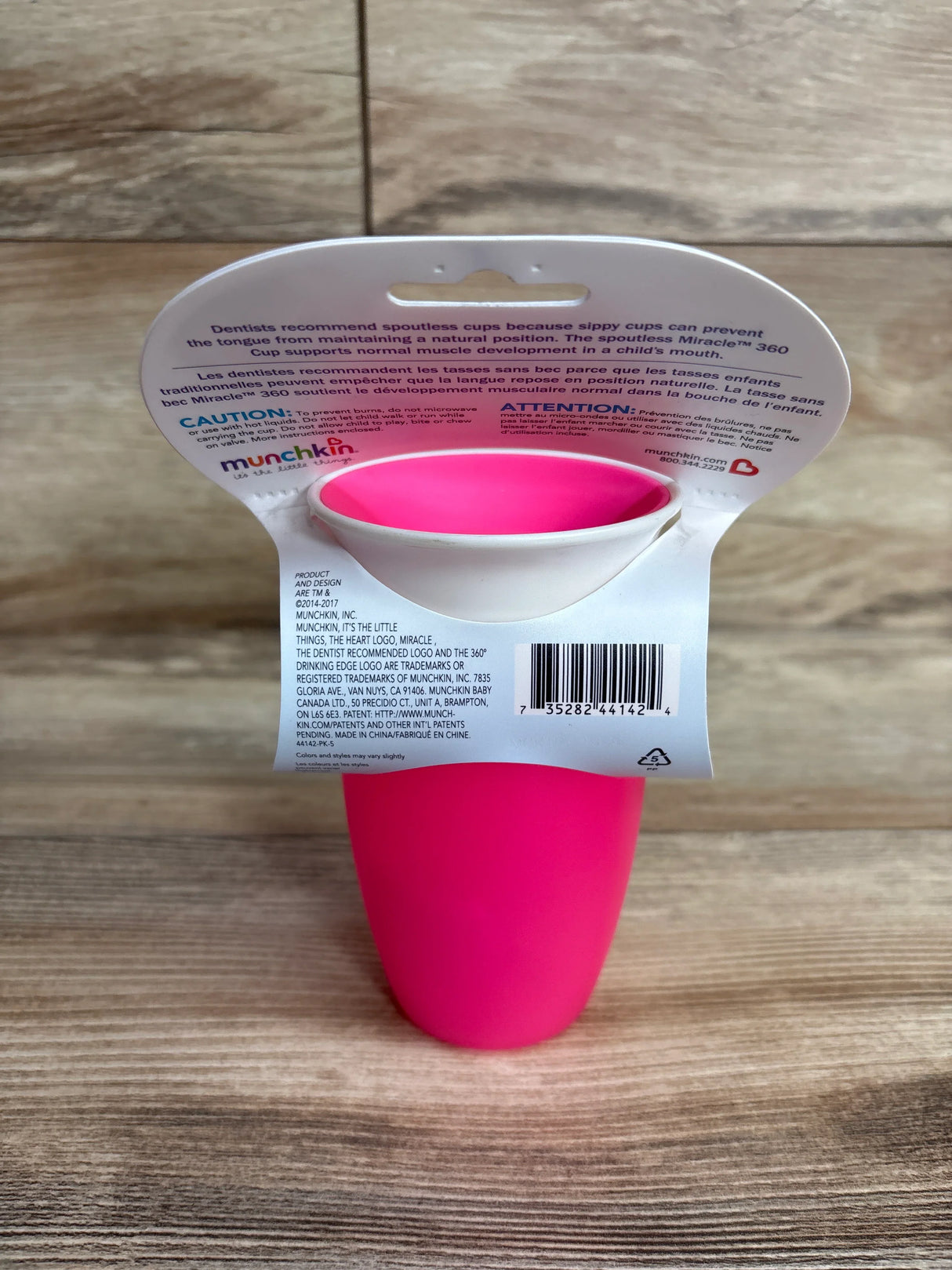 NEW Munchkin Miracle 360 Sippy Cup Pink 10oz