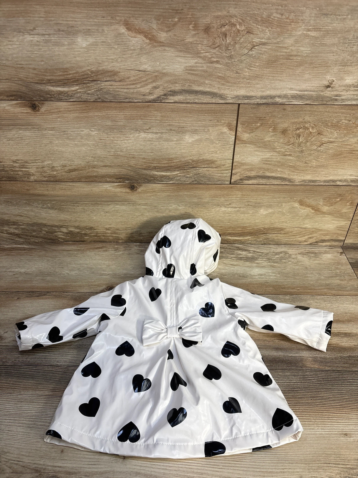 Little Me Rain Jacket Black Hearts White sz 12m