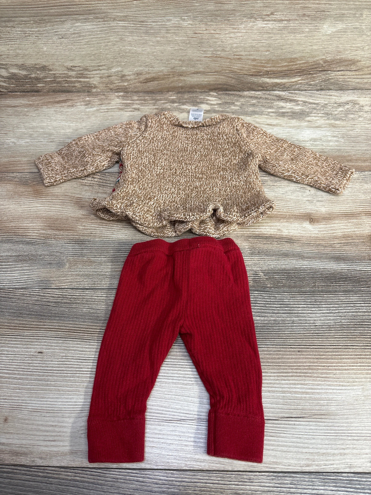Carter's 2pc Chunky Knit Christmas Sweater & Pants Brown sz Newborn