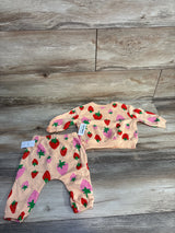 NEW Old Navy 2pc Strawberry Print Sweatshirt Set Orange sz 3-6m