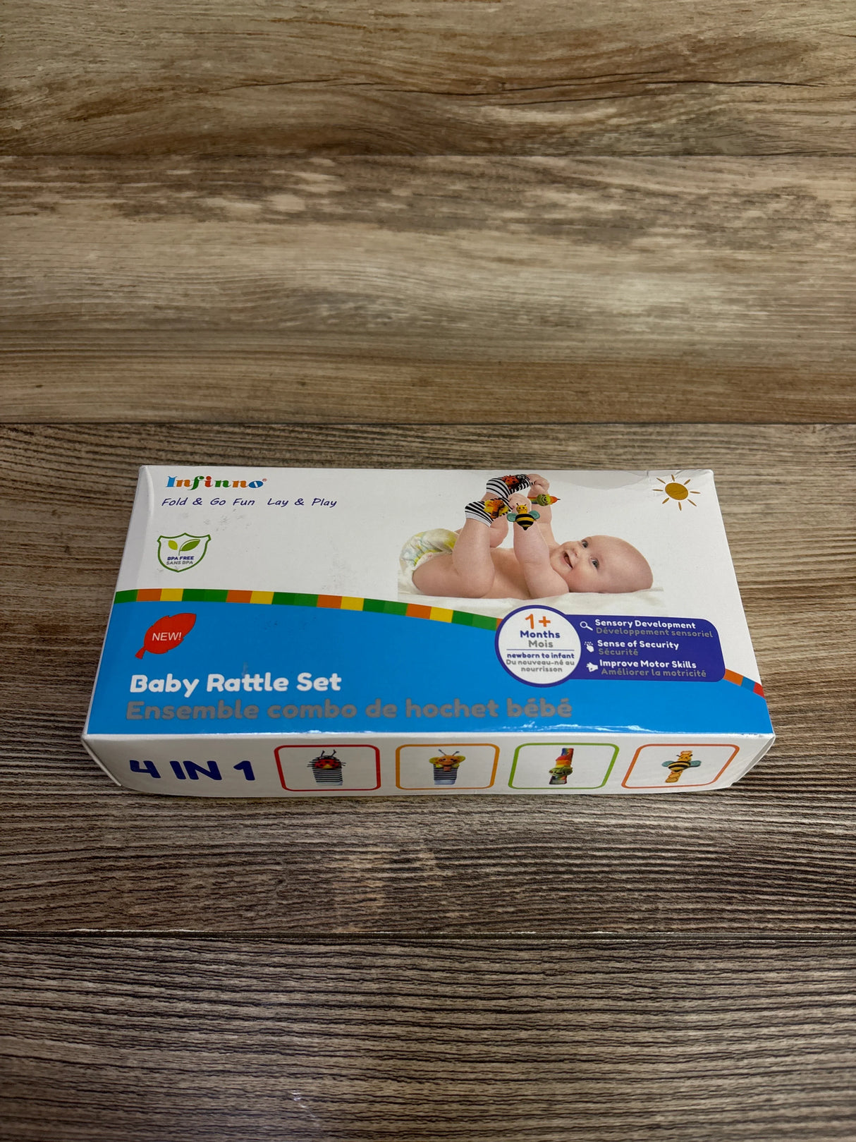 Infinno Baby Wrist Rattle Socks and Foot Finder Set 4pk