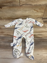 Milkberry Bamboo Henley Dinosaur Footie White sz 3-6m