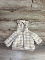 Cat & Jack Full Zip Checkered Plush Jacket Beige sz 0-3m