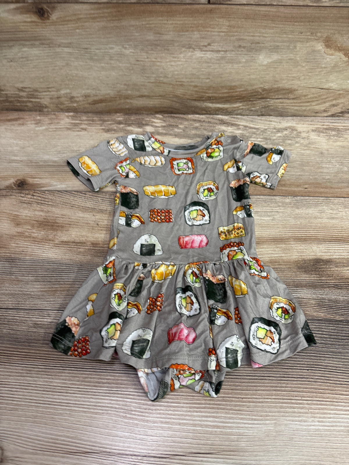 Posh P. Bamboo Sushi Twirl Skirt Bodysuit Dress Grey sz 6-12m