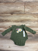 NEW Okie Dokie 'Oopsie Daisy' Puff Sleeve Bodysuit Olivine sz 12m