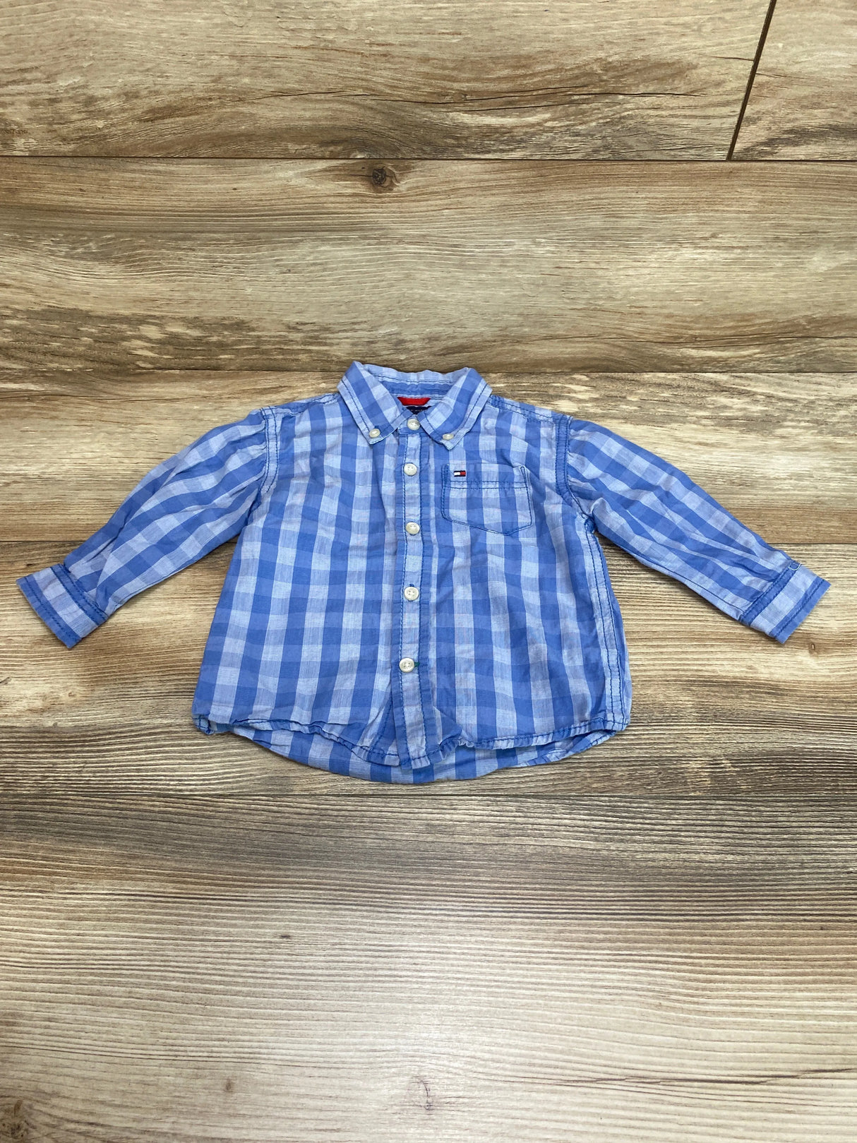 Tommy Hilfiger Button Down Plaid Shirt Blue sz 12m