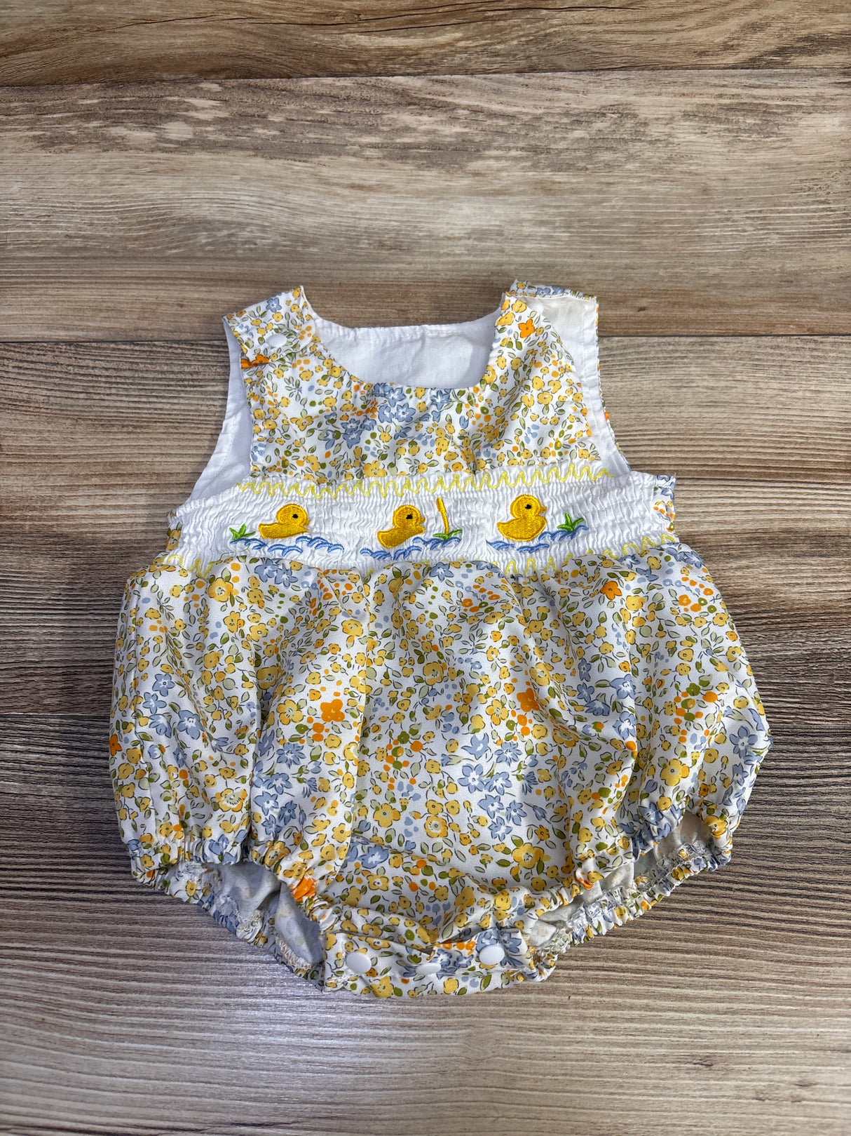 Shein Embroidered Duck Bubble Romper White sz 0-3m