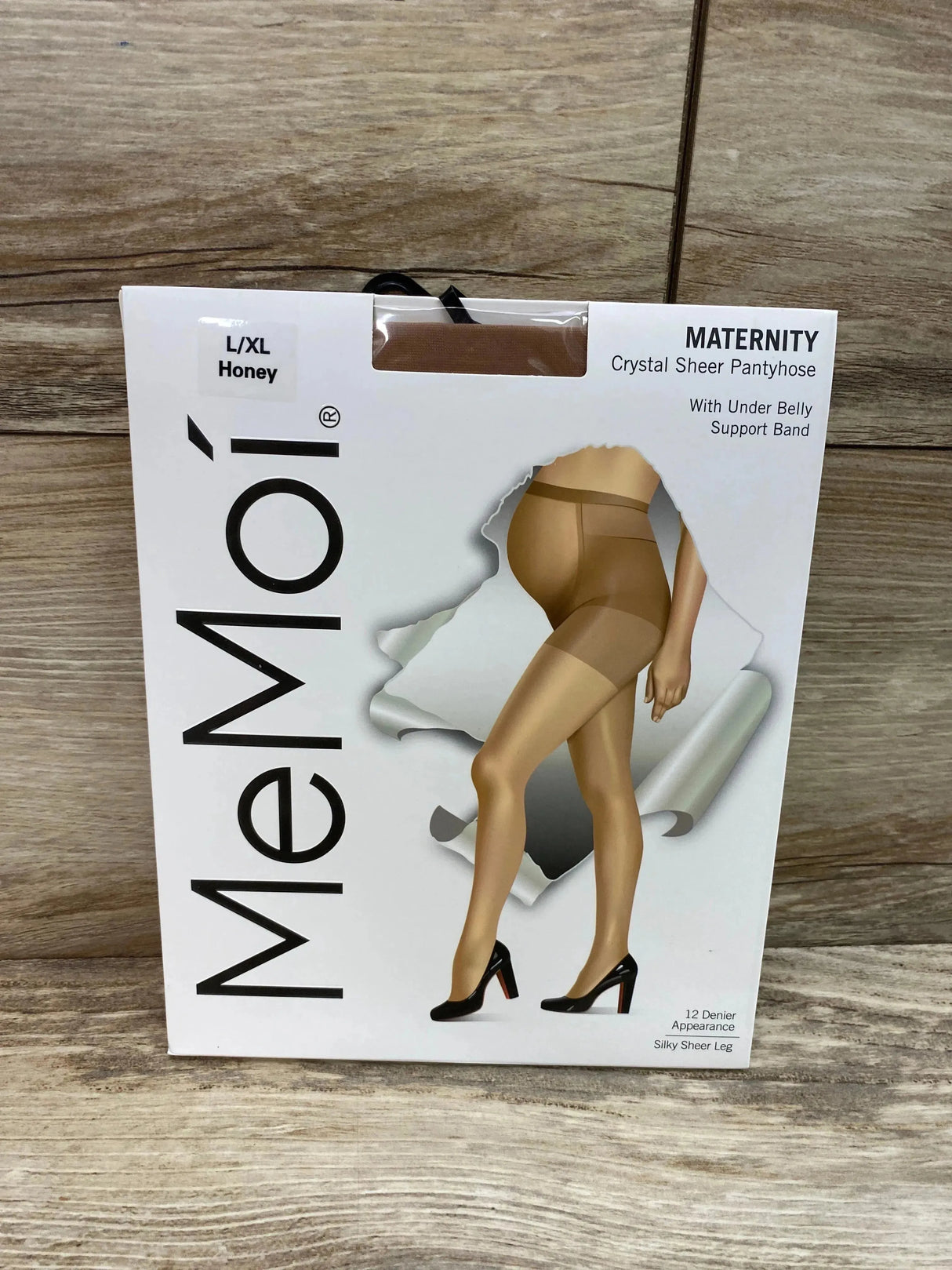 NEW MeMoi Crystal Sheer Maternity Pantyhose With Under Belly Support Band Honey Large X-Large