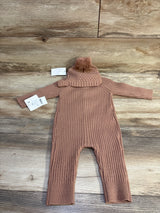 NEW Grayson Mini 2pc Knit Button Coverall & Hat Set Brown sz 3-6m
