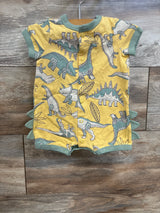 Carter's Button Front Dinosaur Shortie Romper Yellow sz 3m