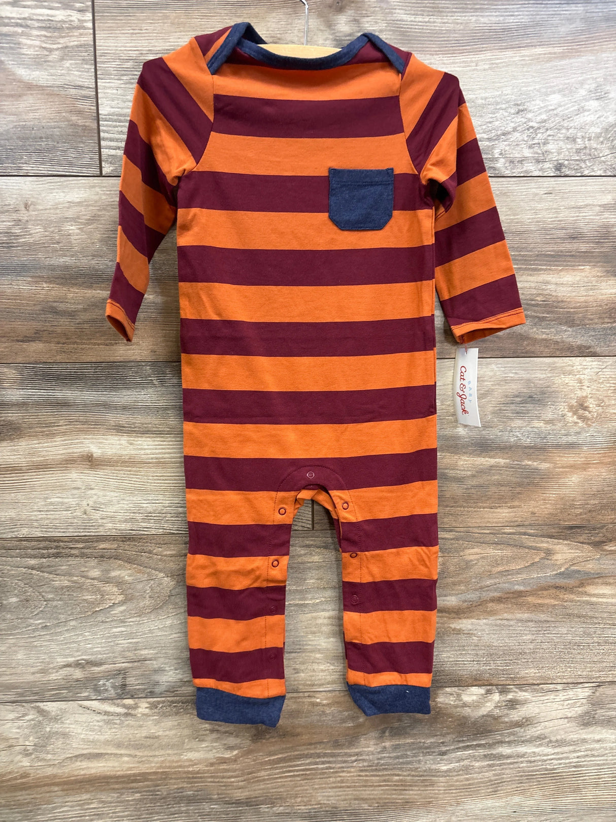 NEW Cat & Jack Striped Coverall Orange sz 18m