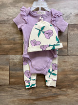 NWOT Jessica Simpson 3pc Ribbed Bodysuit Set Purple sz 6/9m