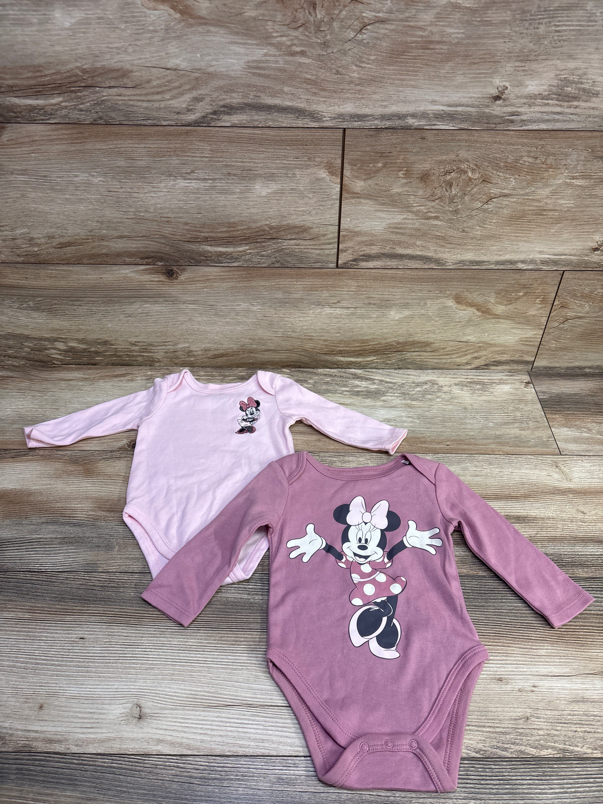 Disney Baby 2pk Minnie Mouse Bodysuits Pink sz 9m