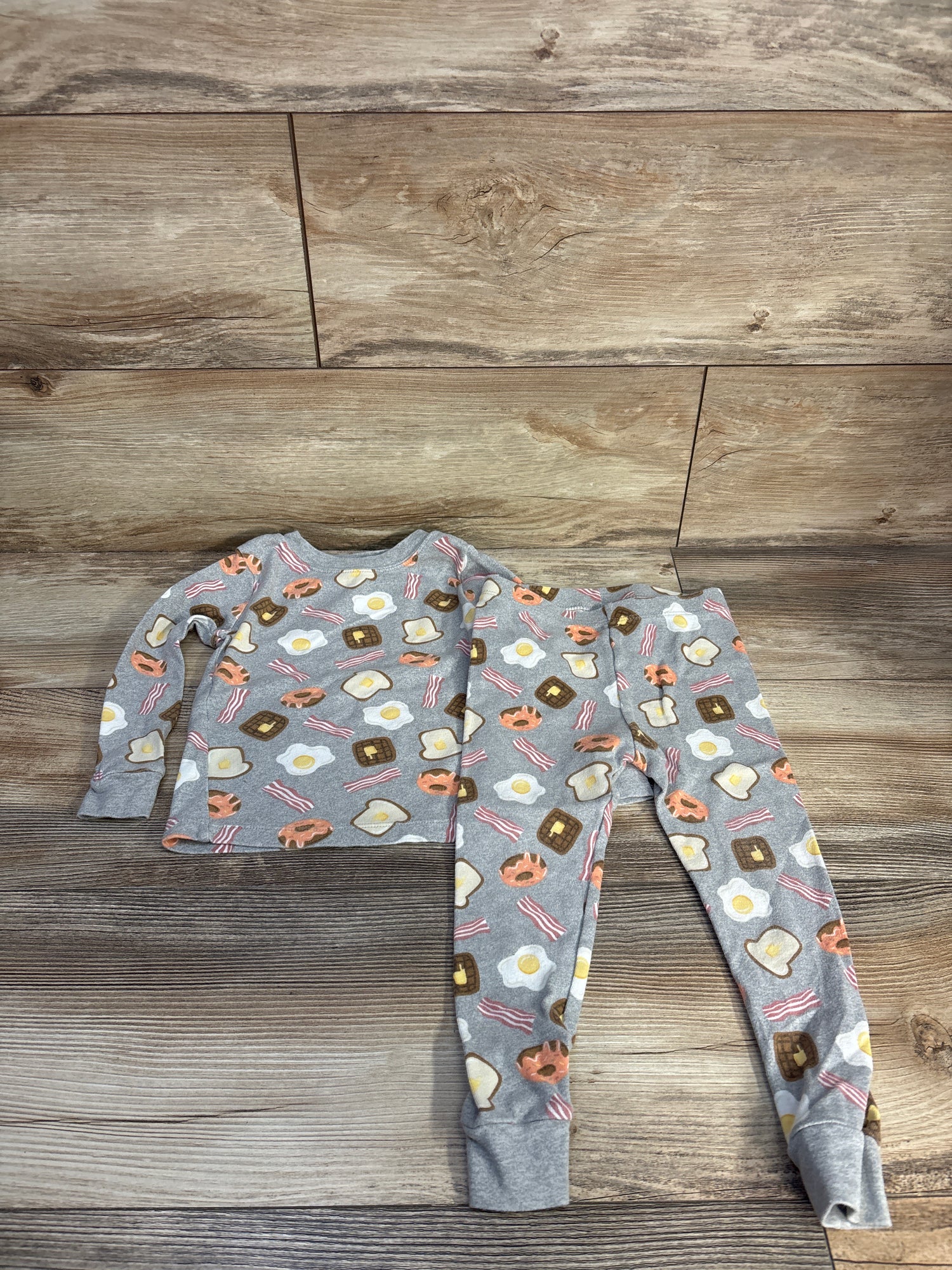 Wonder Nation 2pc Breakfast Pajama Set Grey sz 3T