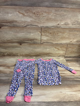 Little Sleepies Leopard Print 2pc Bamboo Pajama Set Pink sz 18-24m