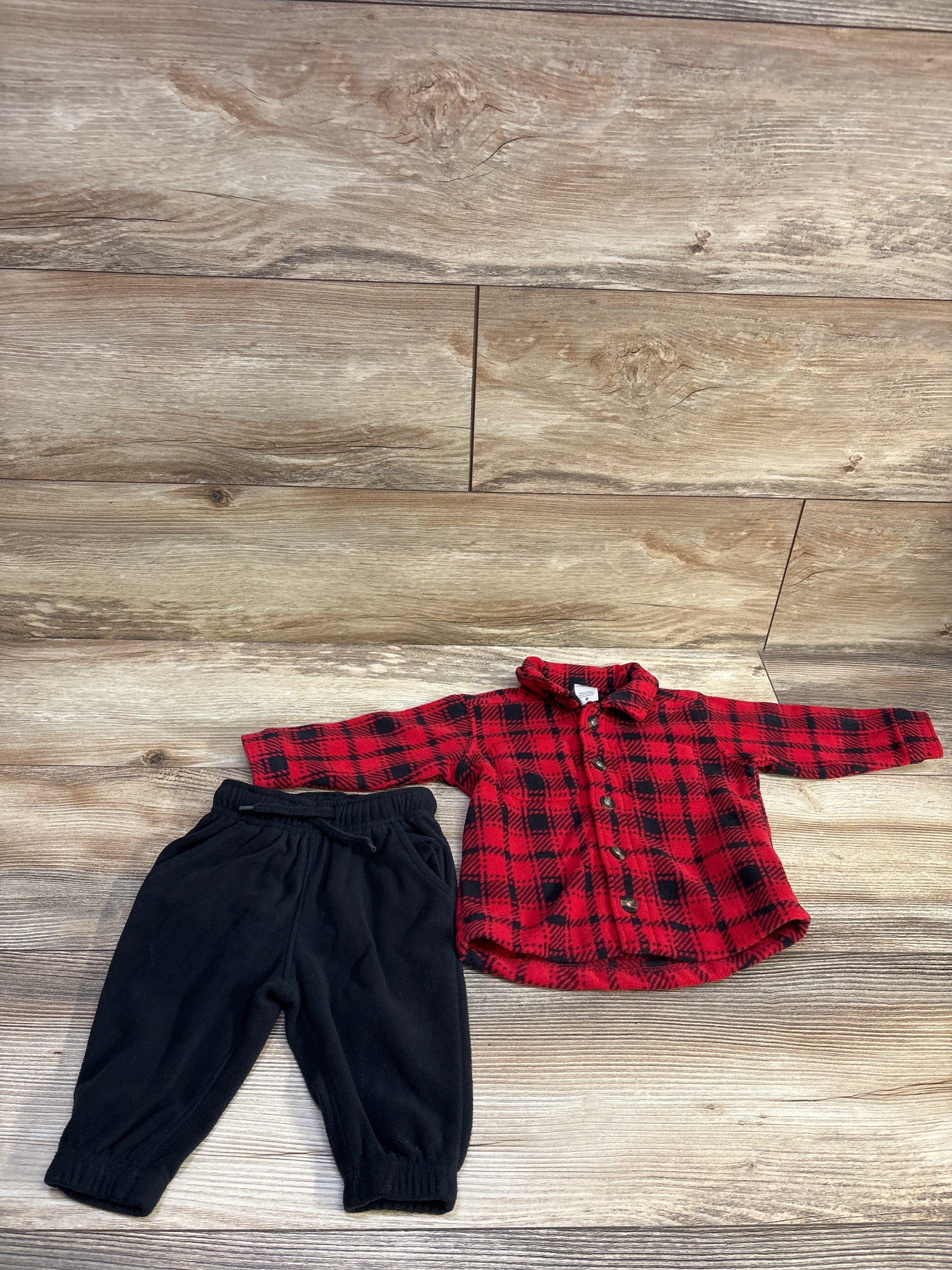 Carter's 2pc Fleece Button-Up Shirt & Pants Set Red sz 6m