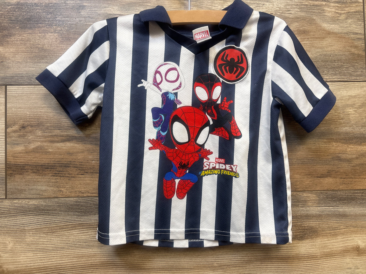 Marvel Spider-Man Mesh Jersey Shirt Navy sz 3T