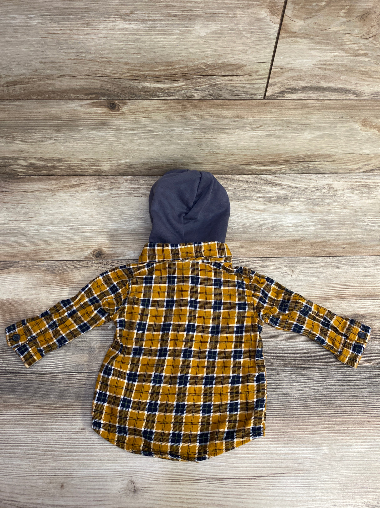 Old Navy Plaid Hooded Flannel Yellow sz 6-12m