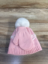NEW Capelli New York 2pc Hat & Mittens Set Pink sz 12-24m