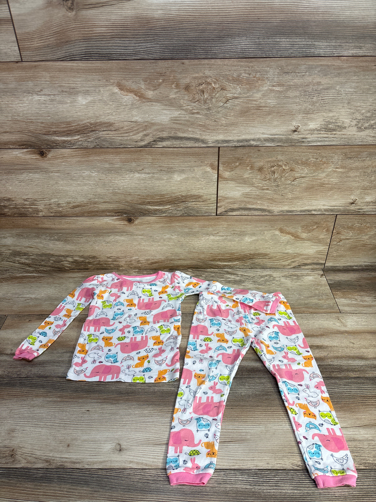 Simple Joys 2pc Animal Print Pajama Set White sz 3T
