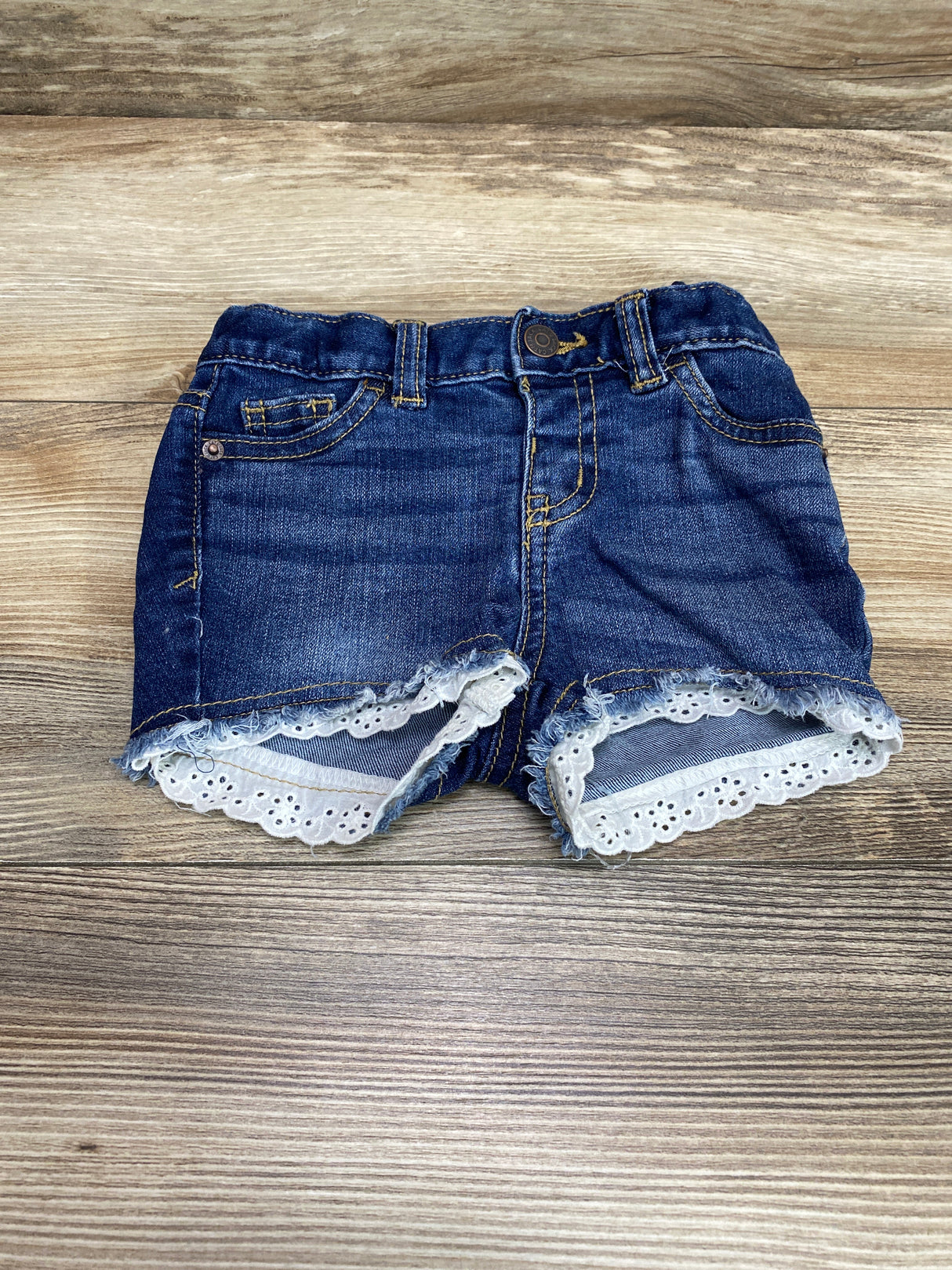 Cat & Jack Eyelet Trim Denim Shorts Blue sz 12m