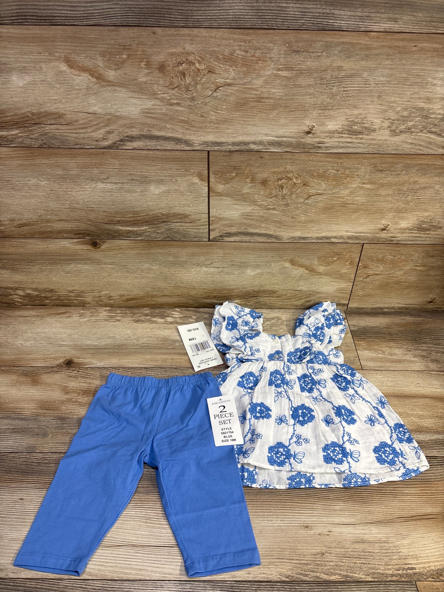 NEW Rare Editions 2pc Embroidered Dress & Leggings Set White sz 18m