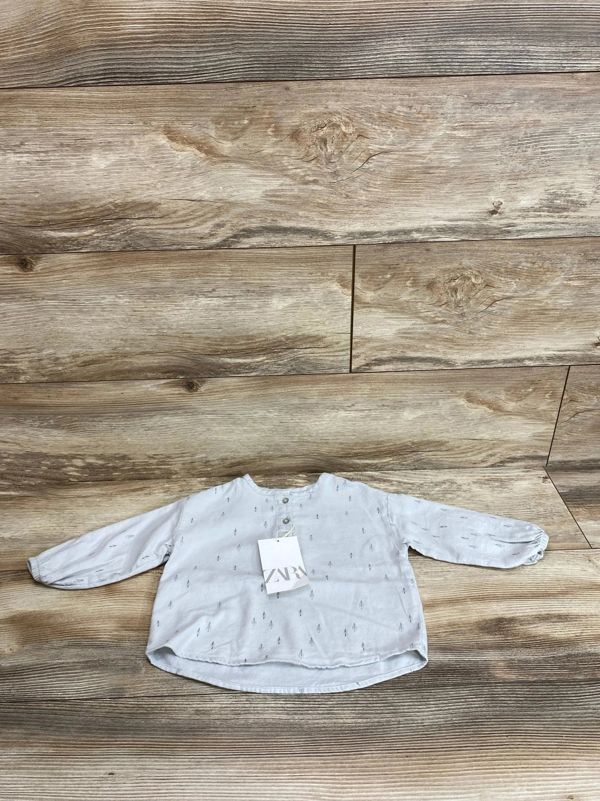 NEW Zara Tree Henley Shirt Grey sz 9-12m