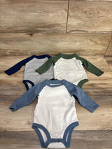 Carter's 3pk Long Sleeve Raglan Bodysuits Blue sz 6m