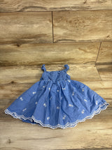 Cat & Jack Smocked Chambray Eyelet Dress Blue sz 2T