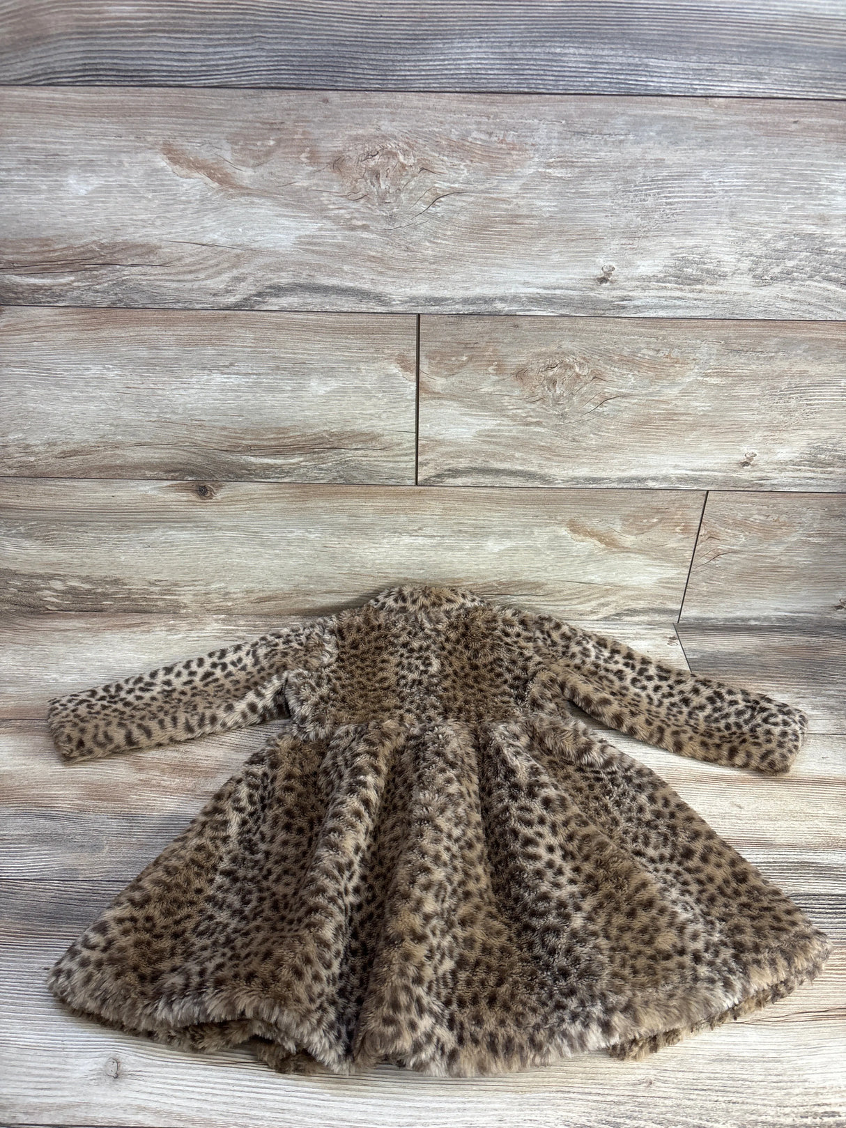 Biscotti Faux Fur Leopard Print Dress Coat Brown sz 2T