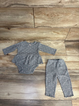 Carter's 2pc Polka Dot Waffle Knit Bodysuit Dress Set Grey sz 6m