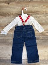 NEW Cat & Jack 3pc Ribbed Valentines Day Suspender Set White sz 6-9m