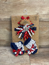 NEW Baby Essentials 2pc Fourth of July Headband and Socks Set sz 0-6m