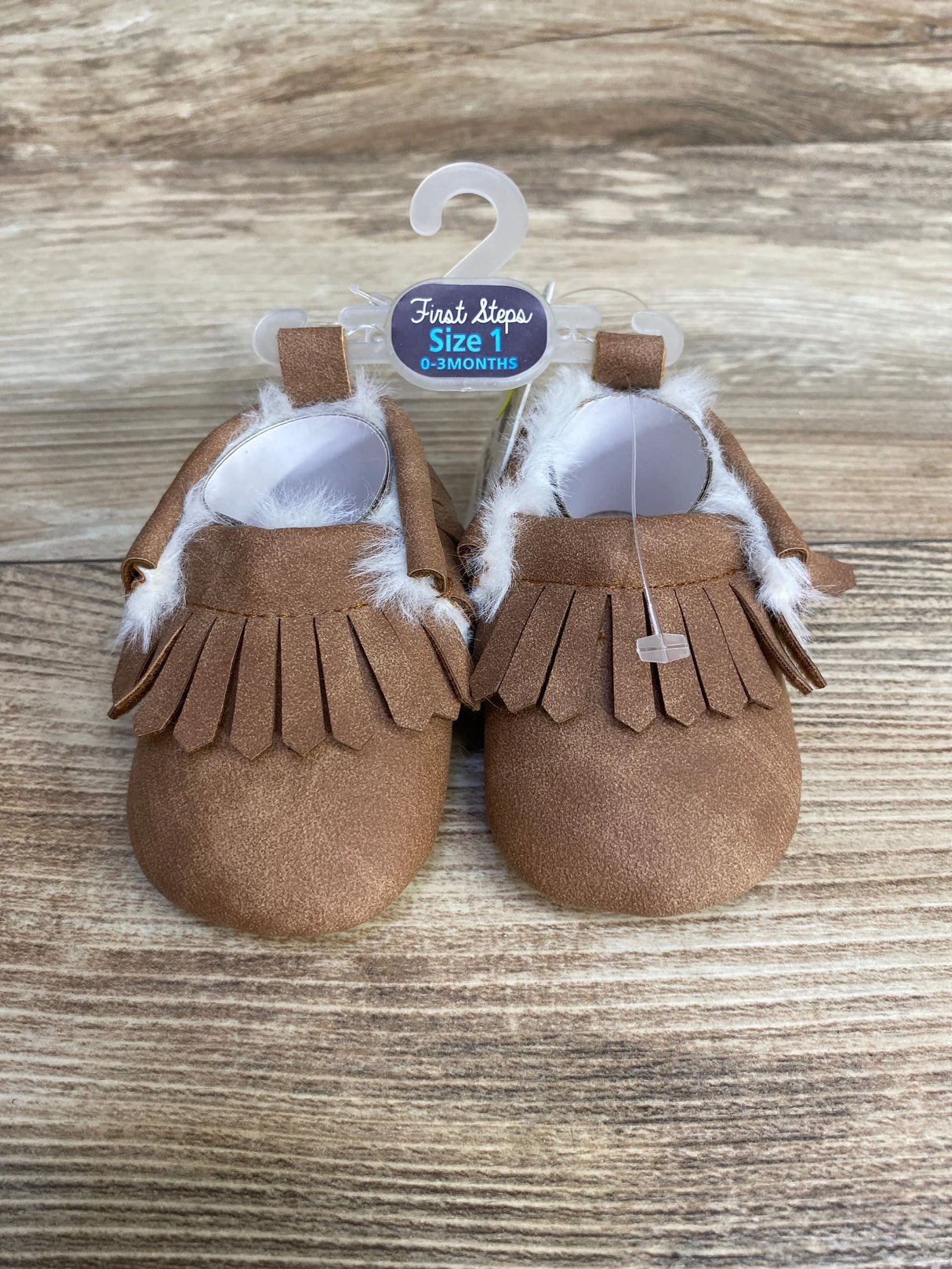 NEW First Steps By Stepping Stone Soft Sole Moccasins Brown Sz 1c