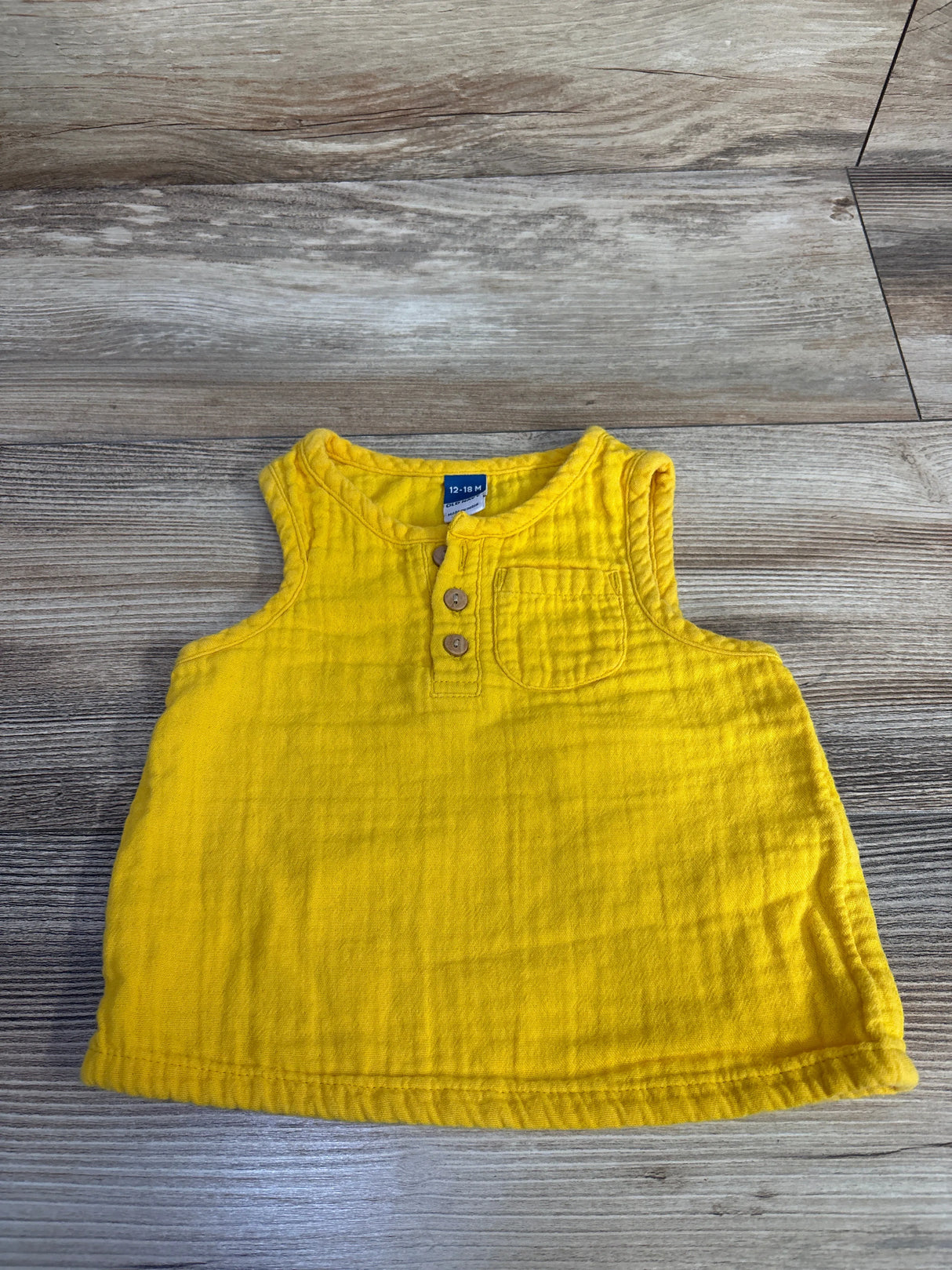 Old Navy Gauze Henley Tank Top Yellow sz 12-18m