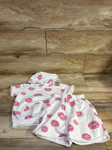 Lola + The Boys 2pc Smiley Face Short Sleeve Hoodie & Shorts Set White sz 4T