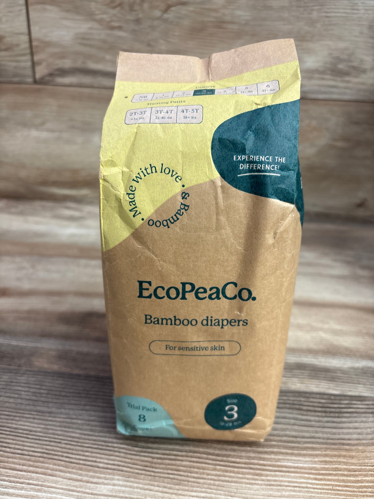 NEW EcoPeaCo Bamboo Diapers Size 3 8pk