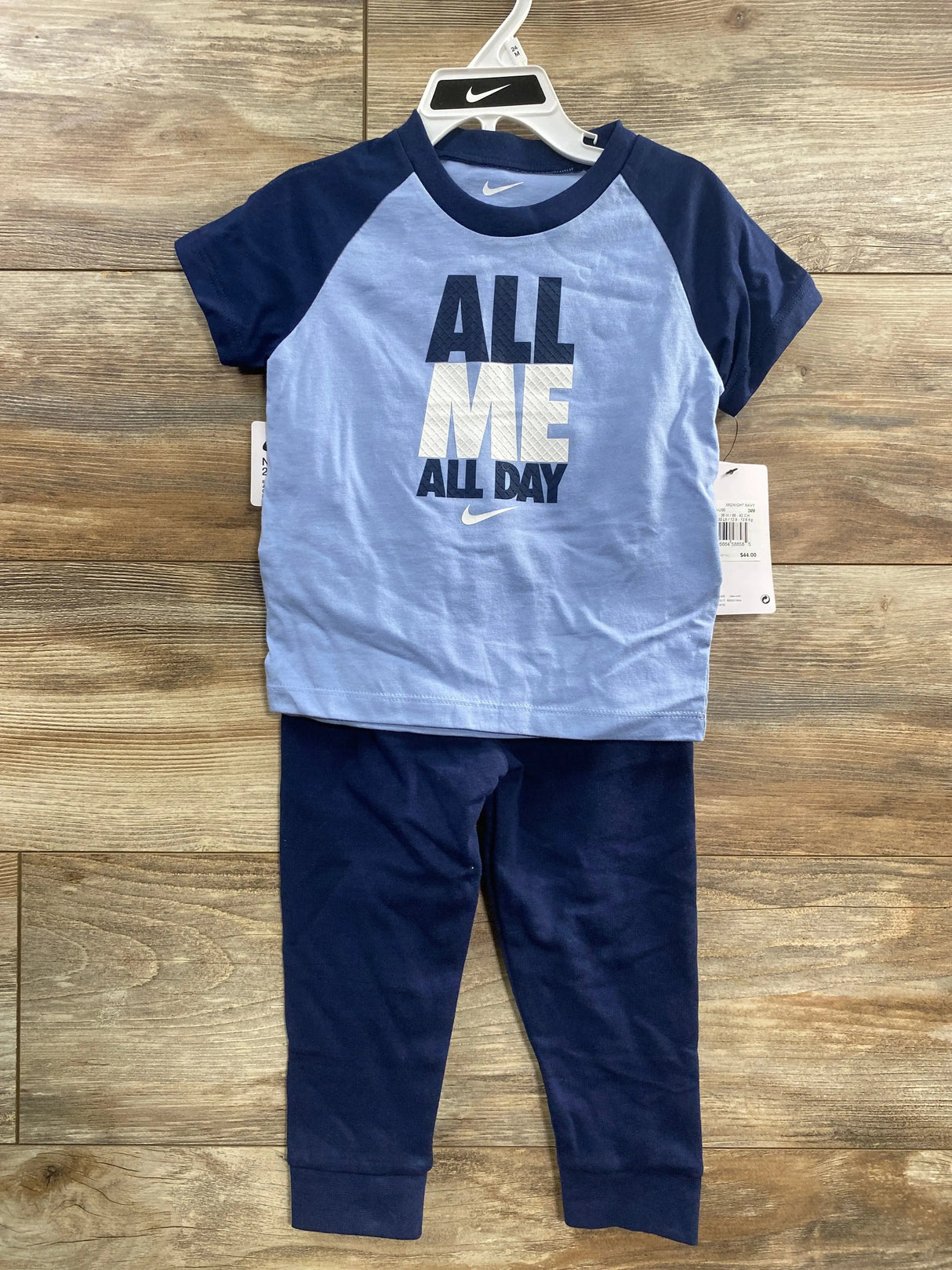 NEW Nike Blue Short Sleeve Shirt and Jogger Set sz 24m