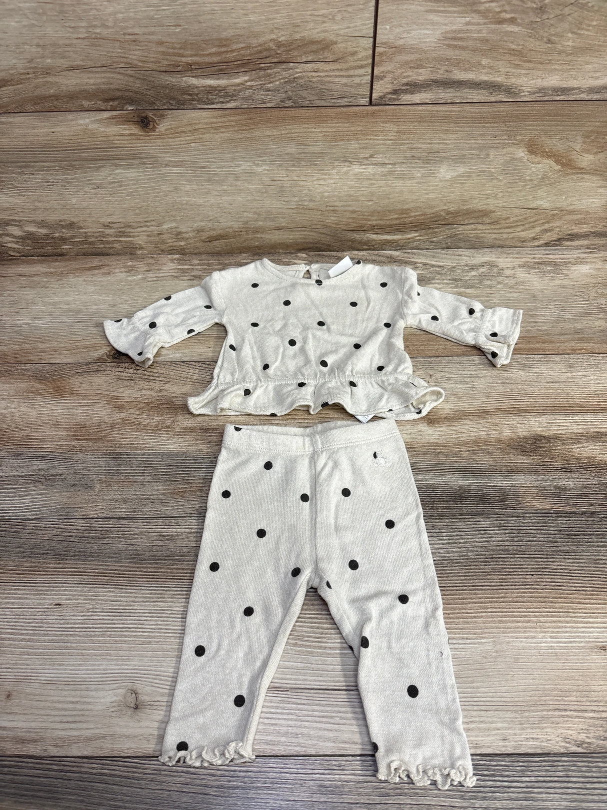 Baby Gap 2pc Polka Dot Shirt & Bottoms Set Cream sz 0-3m