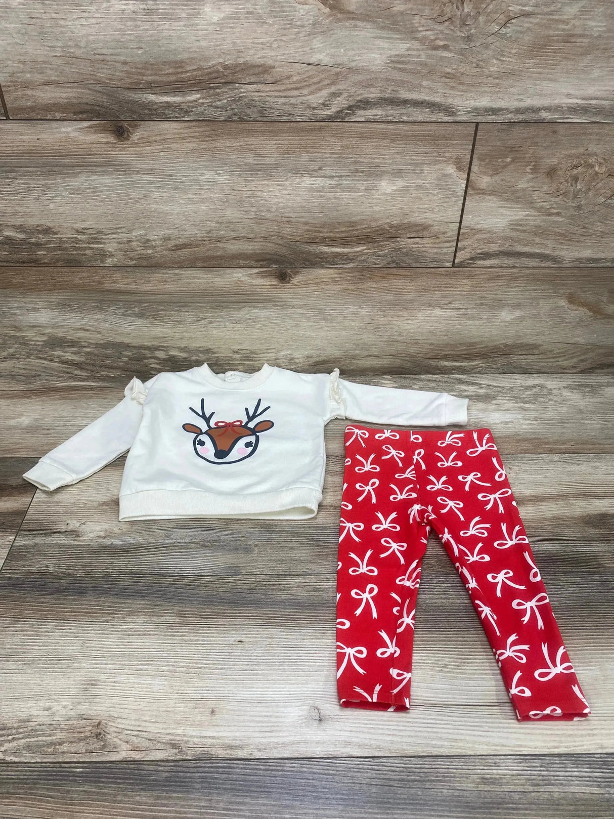 Cat & Jack 2pc Deer Sweatshirt & Leggings White sz 12m