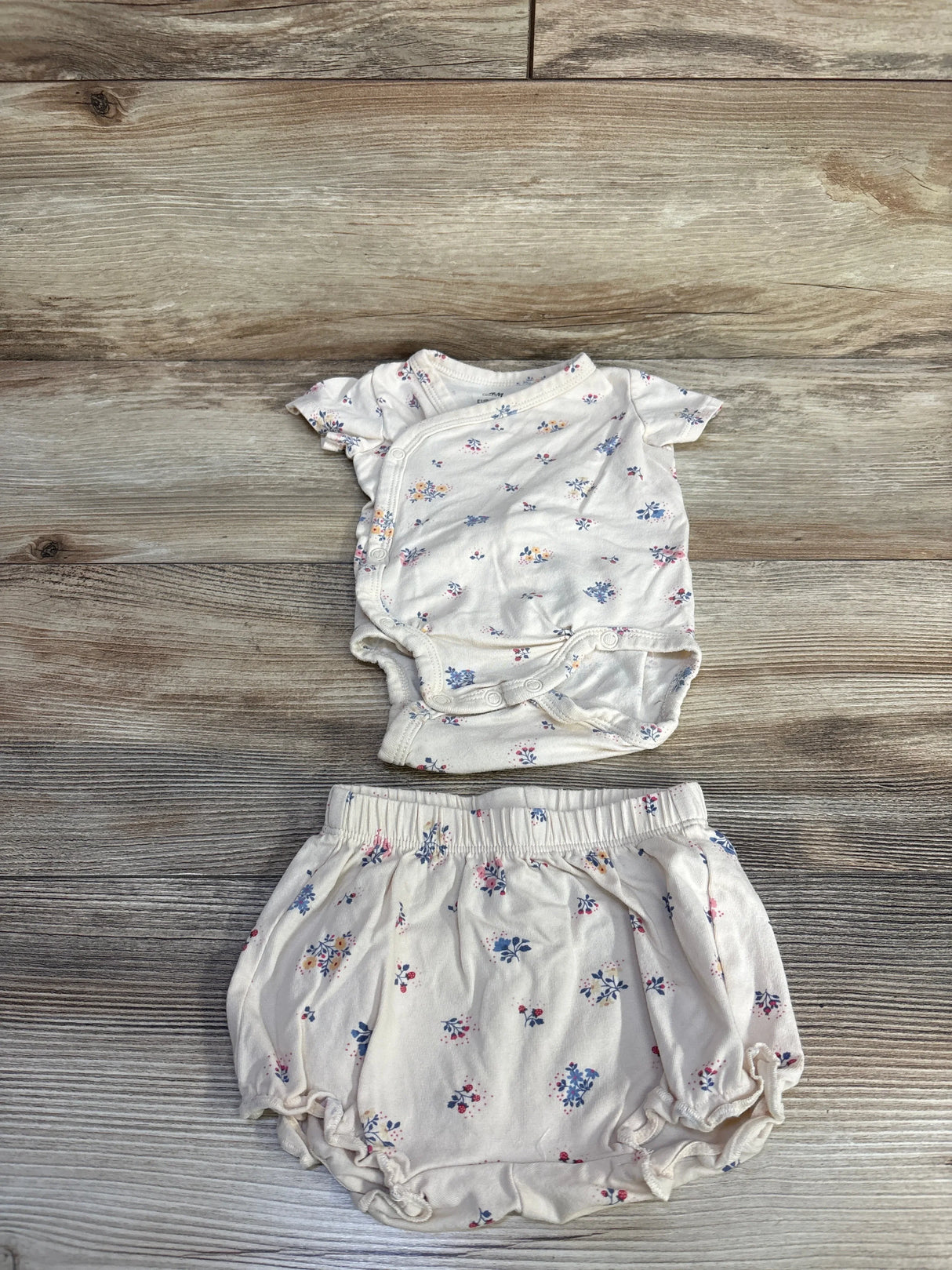 H&M 2pc Kimono Bodysuit & Shorts Set Beige sz 3m
